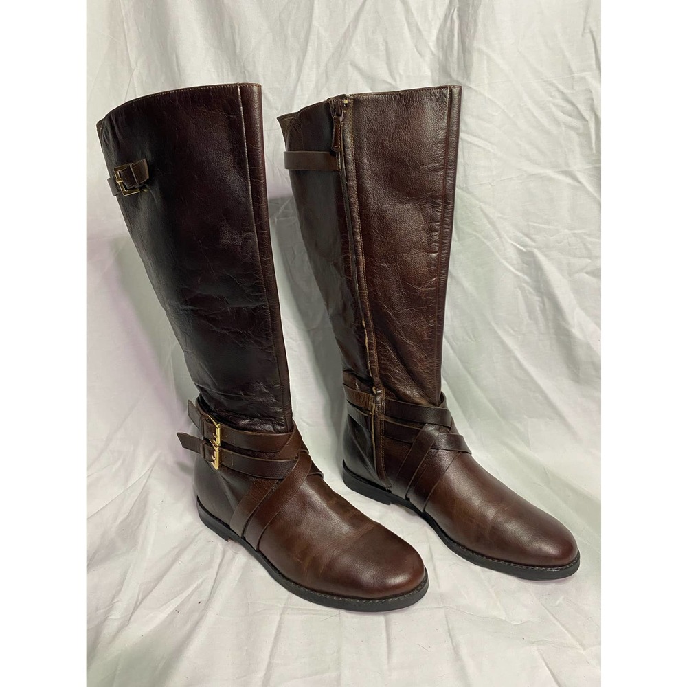 Cole Haan Calf Boots w/ Zipper & Buckles Brown 7B